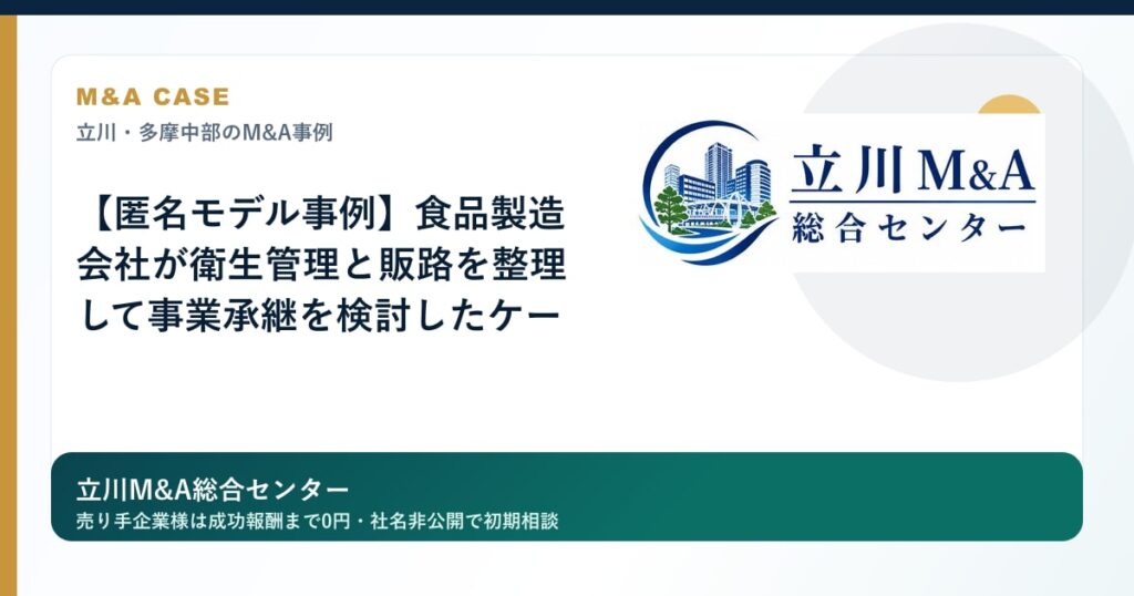【匿名モデル事例】食品製造会社が衛生管理と販路を整理して事業承継を検討したケースのロゴ入りアイキャッチ画像