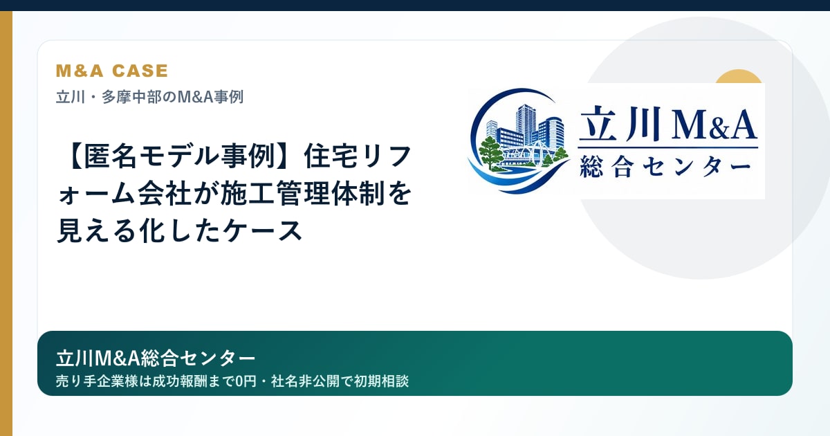 【匿名モデル事例】住宅リフォーム会社が施工管理体制を見える化したケースのロゴ入りアイキャッチ画像