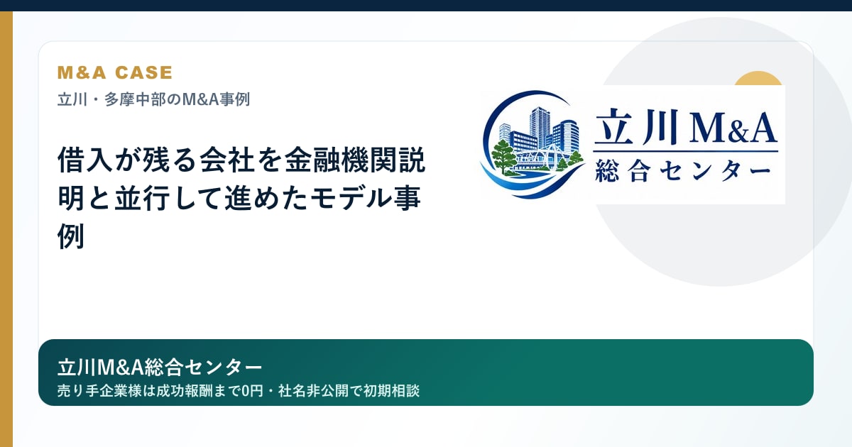 借入が残る会社を金融機関説明と並行して進めたモデル事例のロゴ入りアイキャッチ画像