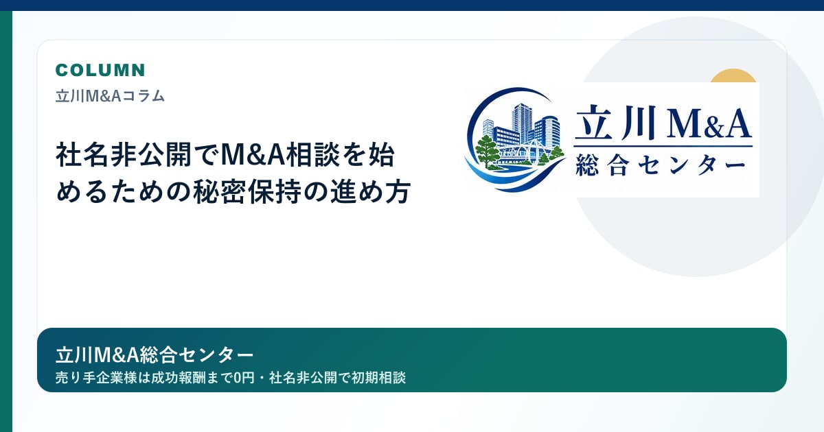 社名非公開でM&A相談を始めるための秘密保持の進め方のロゴ入りアイキャッチ画像