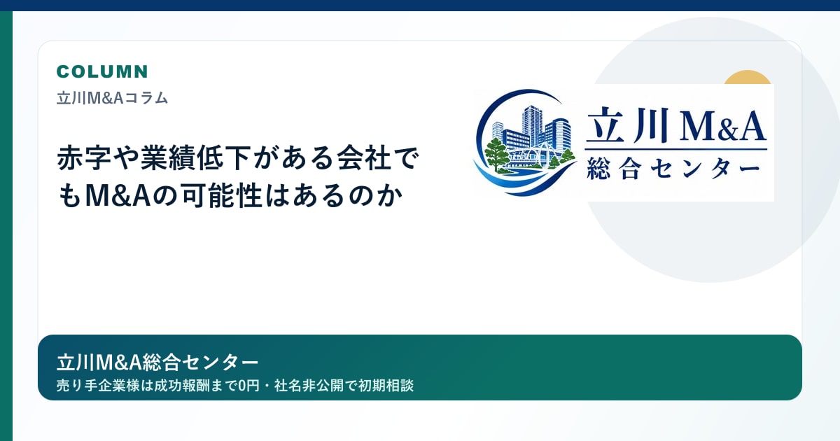 赤字や業績低下がある会社でもM&Aの可能性はあるのかのロゴ入りアイキャッチ画像